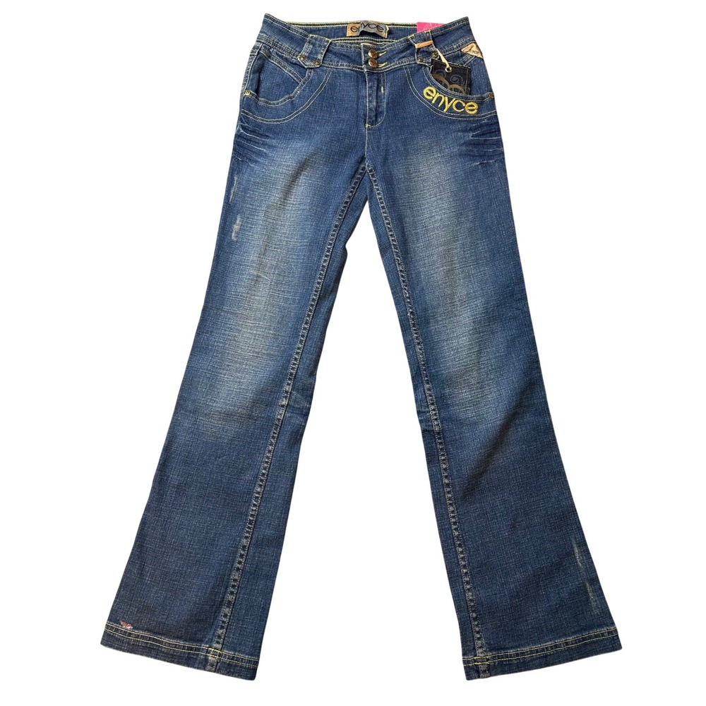 VTG Enyce Maui Denim Flared Embellished Jeans Blue Y2K Studded Size‎ 14 Girls